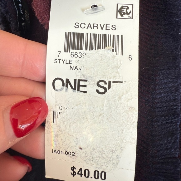 Alfani men’s scarf Navy Burgundy maroon NWT one size colorblock - Picture 4 of 6